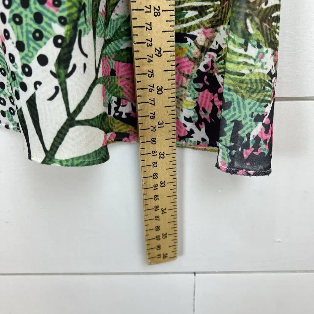INOAH‎ Knit Tropical Artsy Abstract Colorful Tunic Top Women L USA Mix Media Hem